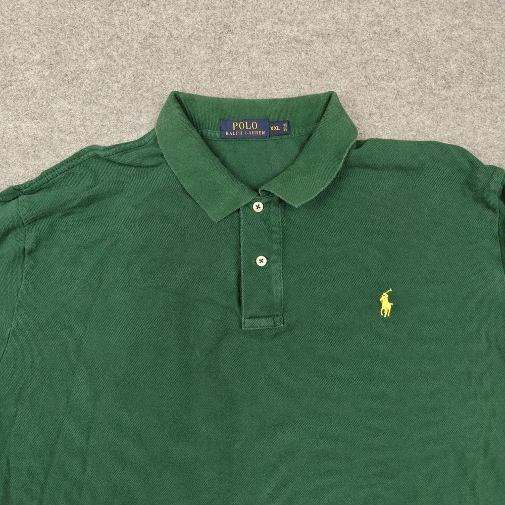Polo Ralph Lauren Polo Shirt Mens 2XL Green 100% Cotton Long Sleeve Pony Logo